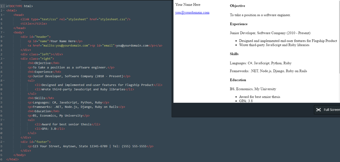 HTML & CSS - Programming portfolio
